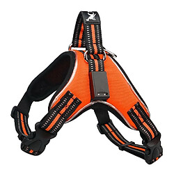 Justgreenbox Gilet réfléchissant pour chien avec harnais pour chien, gilet de sécurité en tissu maillé respirant, Orange, S