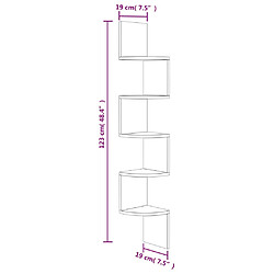 vidaXL Étagère d'angle murale chêne fumé 19x19x123cm bois d'ingénierie pas cher