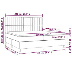 vidaXL Sommier à lattes de lit avec matelas Taupe 200x200 cm Tissu pas cher