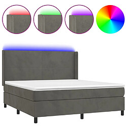 vidaXL Sommier à lattes de lit matelas et LED Gris foncé 160x200 cm