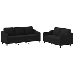 vidaXL Ensemble de canapés 2 pcs avec coussins Noir Tissu