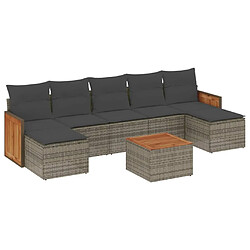 Maison Chic Ensemble Tables et chaises d'extérieur 8 pcs avec coussins,Salon de jardin gris résine tressée -GKD991087