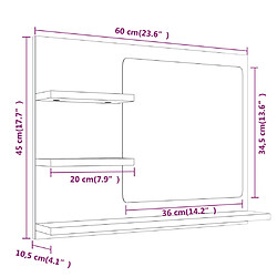 vidaXL Miroir de bain Sonoma gris 60x10,5x45 cm Bois d'ingénierie pas cher