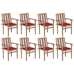 Maison Chic Lot de 8 Chaises de jardin avec coussins,Fauteuil d'extérieur empilables Teck solide -MN94917