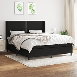 Maison Chic Structures de lit + matelas,Lit à sommier tapissier avec matelas Noir 160x200 cm Tissu -MN15156