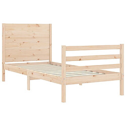 Maison Chic Cadre/structure de lit et tête de lit pour adulte - Lit Moderne Chambre 100x200 cm bois massif -MN32203 pas cher