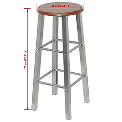 Acheter vidaXL Tabouret de bar lot de 2 métal avec siège en MDF