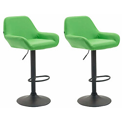 Decoshop26 Lot de 2 tabourets de bar moderne et confortable en synthétique vert pieds trompette en métal noir TDB10220