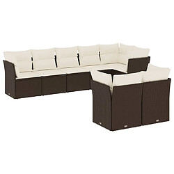 vidaXL Salon de jardin 8 pcs avec coussins marron résine tressée