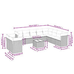 Avis vidaXL Salon de jardin 11 pcs avec coussins beige résine tressée