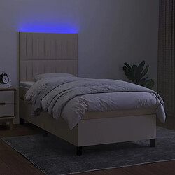 Avis vidaXL Sommier à lattes de lit et matelas et LED Crème 100x200cm Tissu