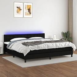 vidaXL Sommier à lattes de lit et matelas et LED Noir 200x200 cm Tissu