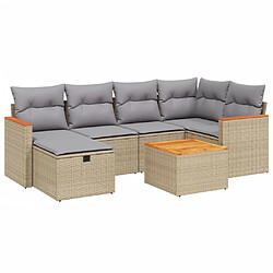 vidaXL Salon de jardin avec coussins 7pcs mélange beige résine tressée