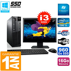 PC Lenovo M92p SFF Ecran 27" Core I3-3220 16Go Disque 960Go SSD Wifi W7 · Occasion 