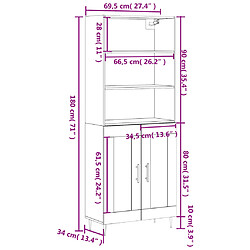 vidaXL Buffet haut Chêne sonoma 69,5x34x180 cm Bois d'ingénierie pas cher