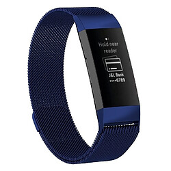 Wewoo Bracelet pour montre connectée Dragonne magnétique en acier inoxydable FITBIT Charge 3Taille Grand217x18mm Bleu