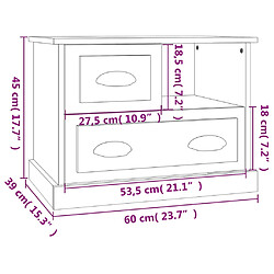 vidaXL Table de chevet gris béton 60x39x45 cm pas cher