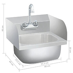 Acheter vidaXL Lavabo commercial de lavage des mains avec robinet Inox