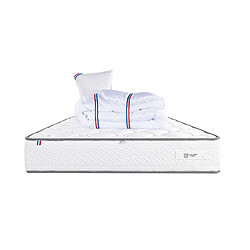 LUXURY LITERIE Matelas 90x190 cm, Iris, 20 cm, mémoire de forme, ferme, face été/hiver + 1 oreiller + couette 