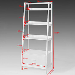 Acheter SoBuy FRG116-W Bibliothèque Étagère style échelle de 4 niveaux et 1 tiroir â€“Blanc