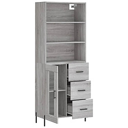 Avis vidaXL Buffet haut Sonoma gris 69,5x34x180 cm Bois d'ingénierie