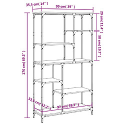 vidaXL Bibliothèque chêne fumé 99x35,5x176 cm bois ingénierie acier pas cher