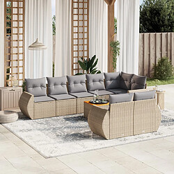 vidaXL Salon de jardin avec coussins 9 pcs beige résine tressée 