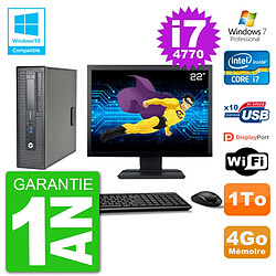 PC HP EliteDesk 800 G1 SFF Ecran 22" i7-4770 4Go Disque 1To Graveur DVD Wifi W7 - Occasion