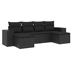 vidaXL Salon de jardin 6 pcs avec coussins noir résine tressée