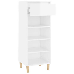 Avis vidaXL Armoire à chaussures Blanc brillant 40x36x105cm Bois ingénierie