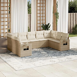 Maison Chic Salon de jardin avec coussins 9 pcs, Ensemble Tables et chaises de jardin, beige résine tressée -GKD524423