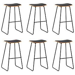 vidaXL Tabourets de bar lot de 6 noir similicuir