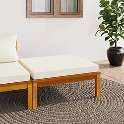 Maison Chic Repose-pied,Tabouret confortable avec coussin blanc crème Bois d'acacia massif -MN10539