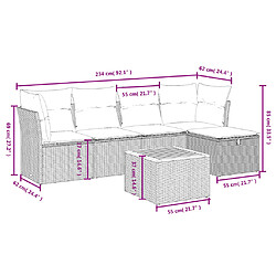 Avis vidaXL Salon de jardin 6 pcs avec coussins gris résine tressée