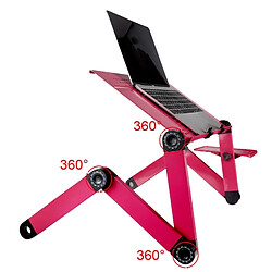 Avis Wewoo Support d'ordinateur portable Magenta pour ordinateur / portable, sans ventilateurs CPU 360 degrés réglable pliable en alliage d'aluminium bureau stand avec tapis de souris