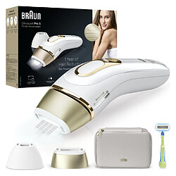 Braun IPL Pro 5 (Épilateur A Lumière Pulsée) - Avec Pochette, Rasoir Venus et 2 Têtes - Or/Blanc 