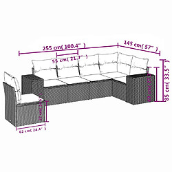 Acheter vidaXL Salon de jardin 6 pcs avec coussins noir résine tressée