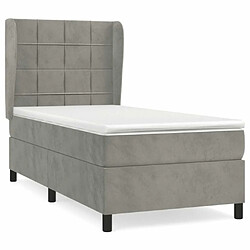 Maison Chic Lit Adulte - Lit simple Lit à sommier tapissier et matelas moelleux - Meuble de Chambre - Gris clair 100x200cm Velours -MN49889