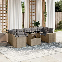 vidaXL Salon de jardin avec coussins 8 pcs beige résine tressée 