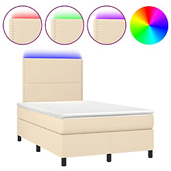 Maison Chic Lit adulte- Lit + matelas + LED,Sommier à lattes de lit matelas et LED crème 120x190 cm tissu -GKD95587