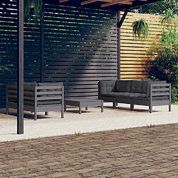 Maison Chic Ensemble Tables et chaises d'extérieur 6pcs avec coussins,Salon de jardin anthracite bois de pin -GKD253510