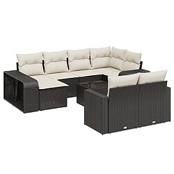 Maison Chic Salon de jardin 11 pcs avec coussins, Ensemble Tables et chaises d'extérieur noir résine tressée -GKD752178