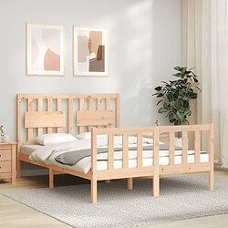 Maison Chic Cadre/structure de lit avec tête de lit pour adulte - Lit Moderne Chambre 140x200 cm bois massif -MN43092