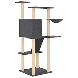 Arbre à chat avec griffoirs,niche pour chat en sisal gris foncé 143 cm -MN76610 pas cher