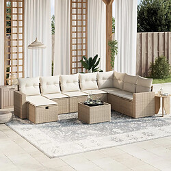 vidaXL Salon de jardin avec coussins 9 pcs beige résine tressée