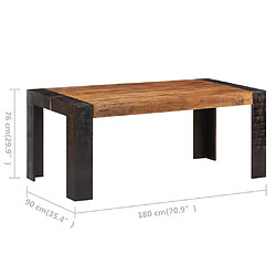 vidaXL Table de salle à manger 180x90x76 cm Bois de manguier massif pas cher