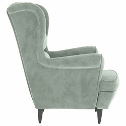 Maison Chic Fauteuil Relax pour salon | Fauteuil à oreilles avec tabouret gris clair velours -GKD85015 pas cher