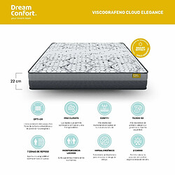 Matelas HR Viscographene Cloud Elegance 135x180 22 cm Double Face Indépendance des Lits Fermeté Haute Dream Confort pas cher