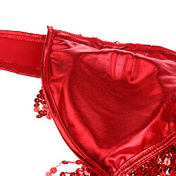 Acheter Costume De Danse Du Ventre Soutien-Gorge Dos Nu Top Paillettes Tenues De Performance Rouge