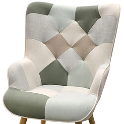 Avis Mes Fauteuil 68x75x95 cm en tissu patchwork gris et pieds en bois